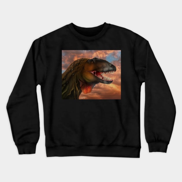 Carcharodontosaurus saharicus Paleoart Crewneck Sweatshirt by saradrawspaleo